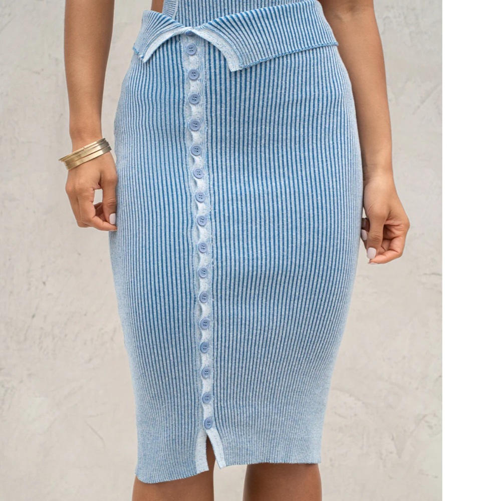 JLUXLABEL Light Blue Ribbed Knit Crop Top